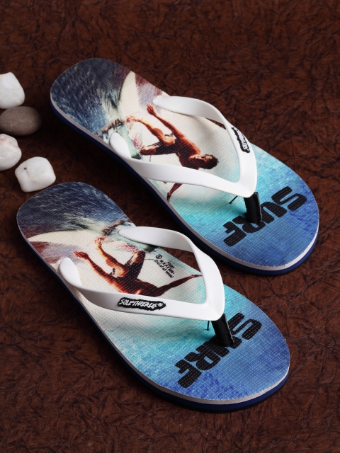 

Solethreads Men White & Blue Printed Thong Flip-Flops