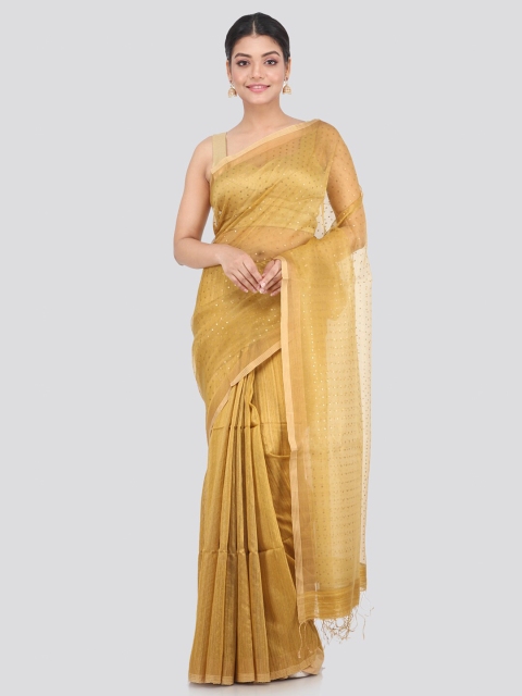 

PinkLoom Beige & Gold-Toned Jute Silk Handloom Saree