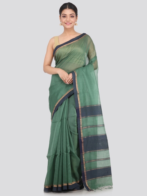 

PinkLoom Green & Blue Silk Cotton Handloom Saree