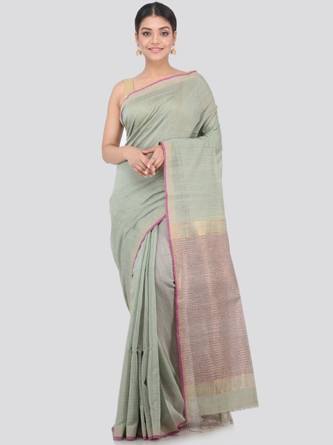 

PinkLoom Grey & Pink Woven Design Silk Cotton Handloom Saree