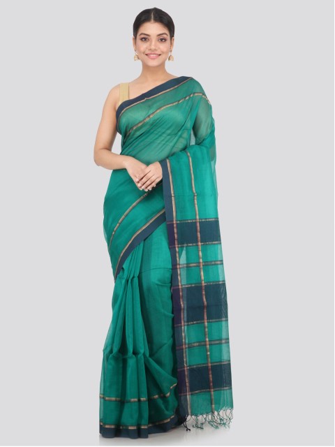 

PinkLoom Green & Blue Woven Design Silk Cotton Handloom Saree