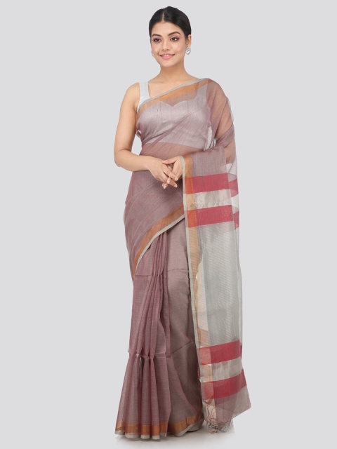

PinkLoom Grey & Maroon Woven Design Silk Cotton Handloom Saree