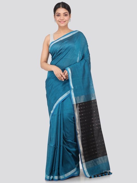 

PinkLoom Blue & White Pure Cotton Handloom Saree