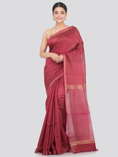 

PinkLoom Multicoloured & Maroon Woven Design Silk Blend Handloom Saree, Multi