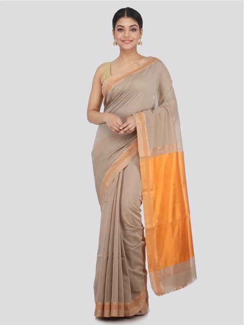 

PinkLoom Beige & Orange Woven Design Pure Cotton Sustainable Saree