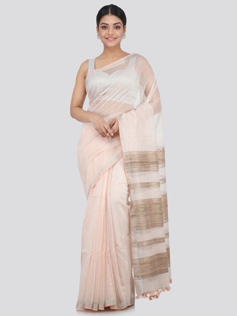 

PinkLoom White & Brown Woven Design Silk Cotton Saree