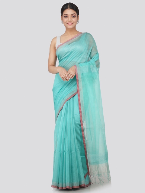 

PinkLoom Turquoise Blue & Red Woven Design Silk Cotton Saree