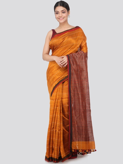 

PinkLoom Copper-Toned & Red Woven Design Silk Blend Saree