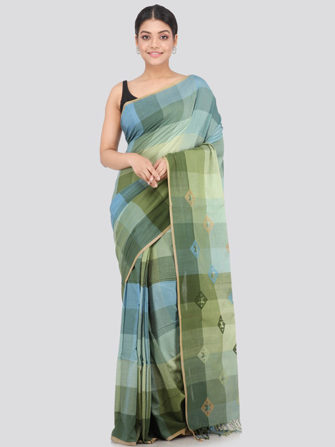 

PinkLoom Green & Blue Woven Design Pure Cotton Saree