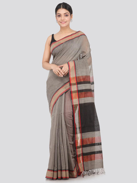 

PinkLoom Grey & Black Woven Design Silk Cotton Saree