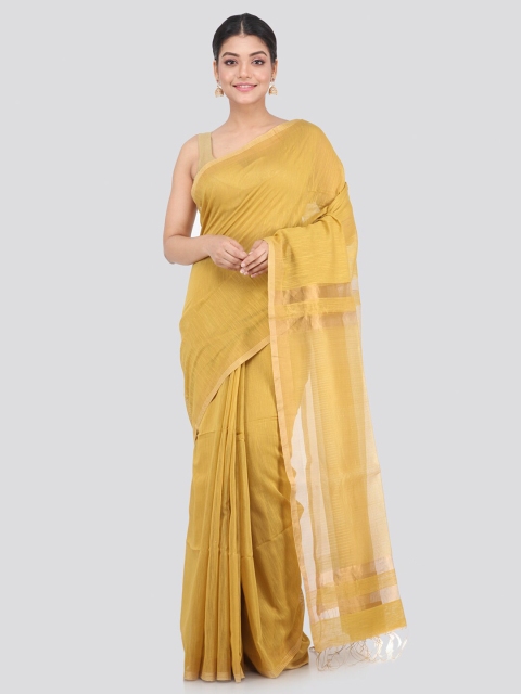 

PinkLoom Gold-Toned Woven Design Silk Cotton Saree