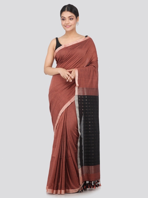 

PinkLoom Brown & Black Woven Design Pure Cotton Sustainable Saree