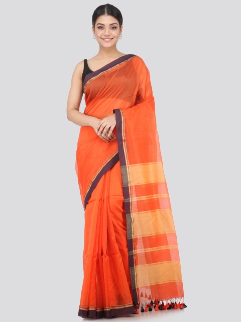 

PinkLoom Orange Woven Design Silk Cotton Sustainable Saree