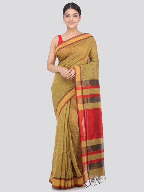 

PinkLoom Mustard & Red Woven Design Silk Cotton Sustainable Saree