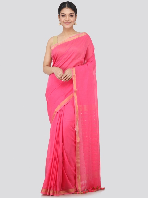 

PinkLoom Pink Woven Design Zari Pure Cotton Saree