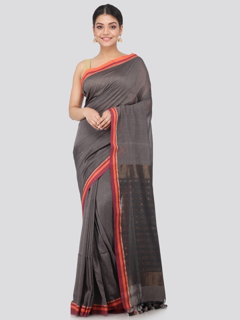 

PinkLoom Grey & Maroon Woven Design Pure Cotton Sustainable Saree