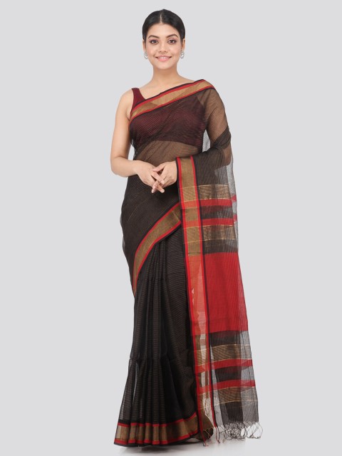 

PinkLoom Black & Red Woven Design Silk Cotton Sustainable Saree
