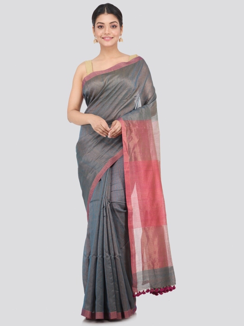 

PinkLoom Grey & Magenta Woven Design Silk Cotton Saree