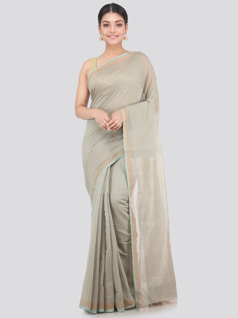 

PinkLoom Grey & Beige Woven Design Silk Cotton Sustainable Saree