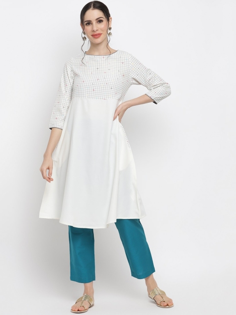 

IMARA Women White A-Line Kurta