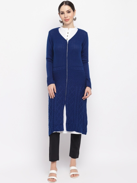 

IMARA Women Navy Blue & White Layered Kurta