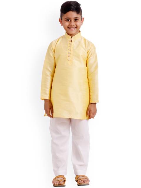 

SOULFULLY INDIAN Boys Yellow Regular Kurta with Pyjamas