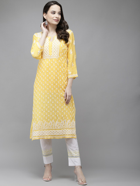 

ADA Women Yellow Ethnic Motifs Kurta