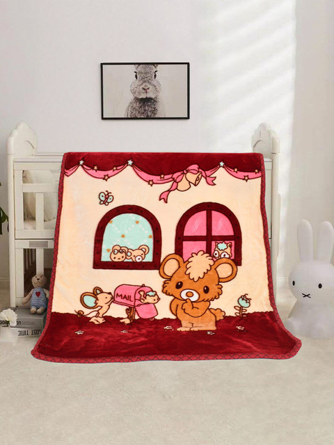 

Florida Maroon & Beige Cartoon Characters Mink Heavy Winter 600 GSM Bed Blanket Wrapper