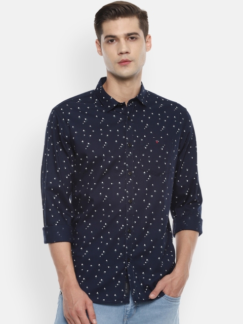 

Louis Philippe Jeans Men Navy Blue Slim Fit Opaque Printed Pure Cotton Casual Shirt