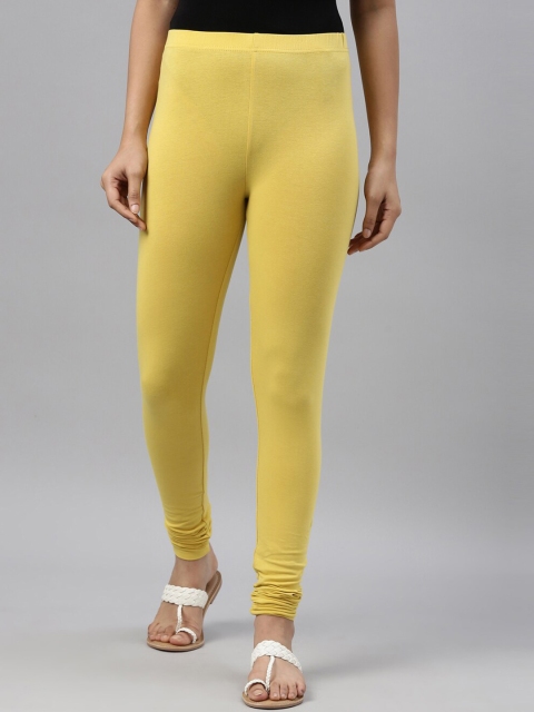 

Go Colors Women Yellow Solid Churidar-Length Leggings