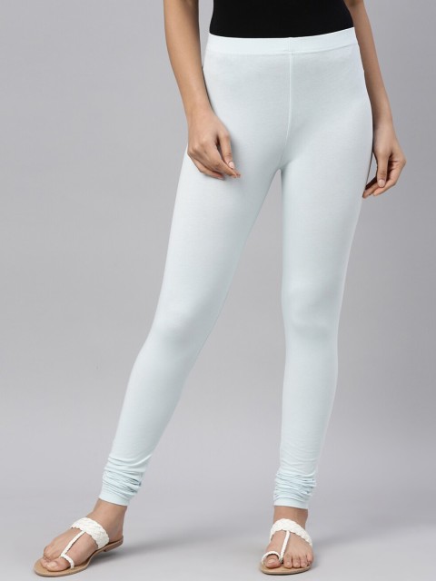 

Go Colors Women Turquoise Blue Solid Cotton Churidar-Length Leggings