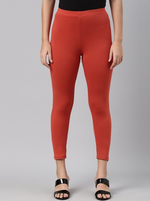 

Go Colors Women Rust-Colored Solid Ankle-Length Leggings