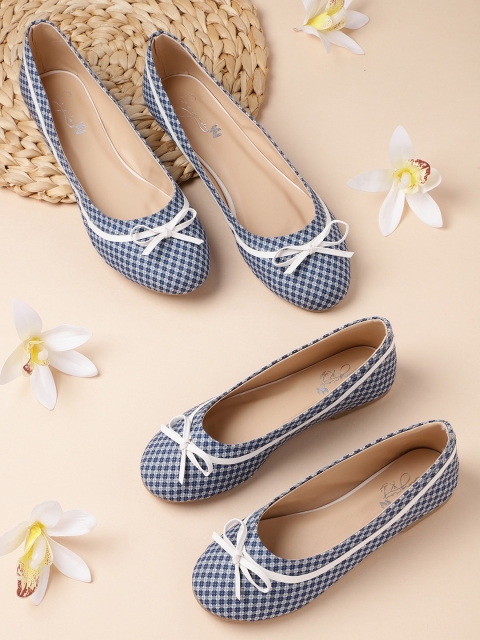 

Sangria Girls Blue & White Ditsy Floral Print Ballerinas with Bow Detail