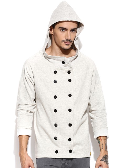 

Campus Sutra Grey Hooded Sweatshirt