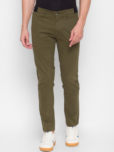 

SPYKAR Men Olive Green Slim Fit Pure Cotton Trousers