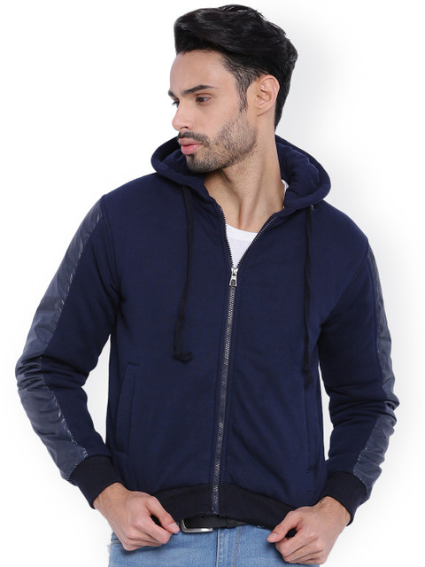 

Campus Sutra Navy Hooded Bomber Jacket, Navy blue
