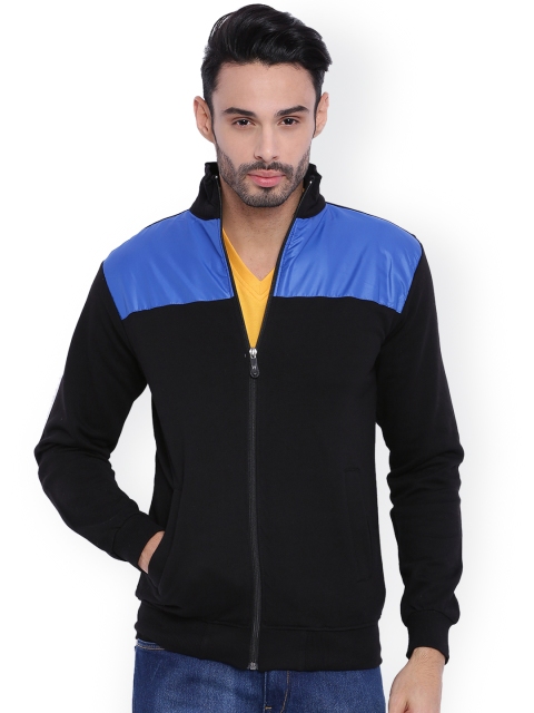 

Campus Sutra Black & Blue Colourblocked Bomber Jacket