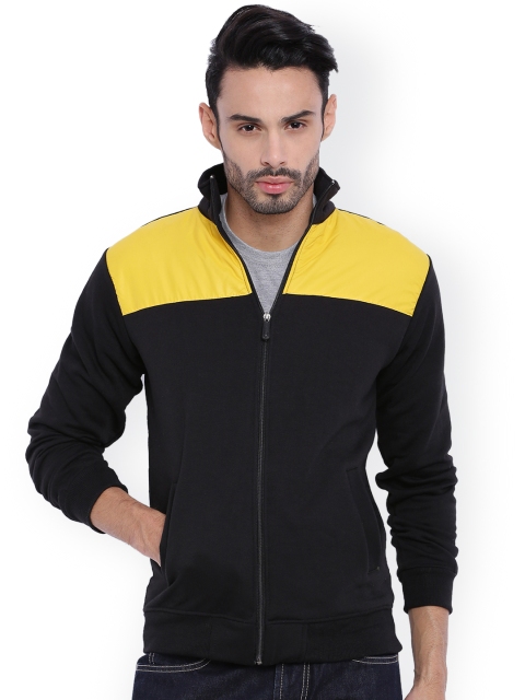 

Campus Sutra Black & Yellow Colourblocked Bomber Jacket