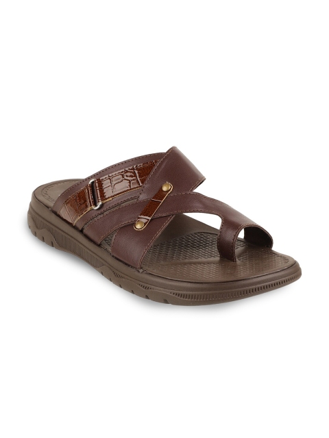 

Carlton London Men Brown Self Design Thong Flip-Flops