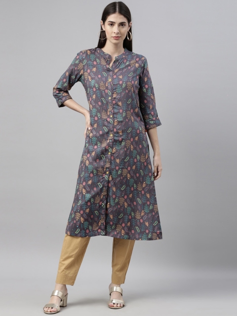 

Alena Women Purple & Orange Floral Printed Kurta