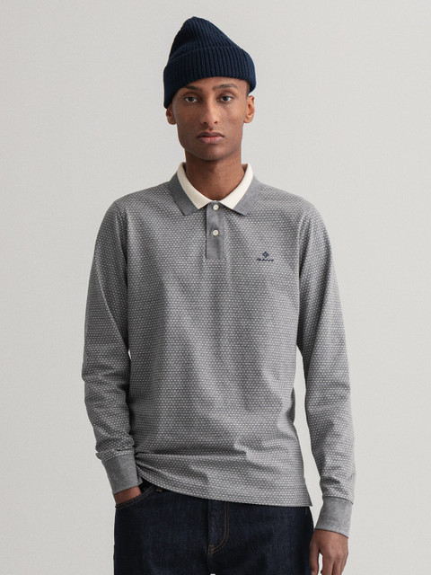 

GANT Men Grey Polo Collar Slim Fit T-shirt