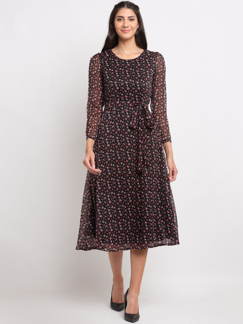 

Just Wow Multicoloured Floral Chiffon Midi Dress, Multi