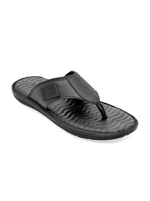 

San Frissco Men Black Faux Leather Sheild Comfort Slippers