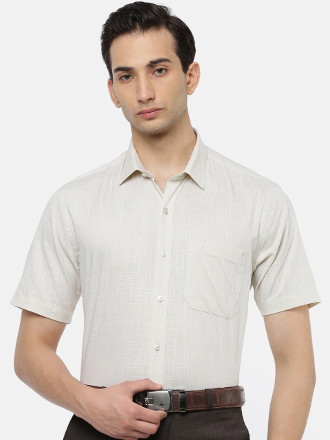 

Ramraj Men Cream-Coloured Slim Fit Pure Cotton Formal Shirt