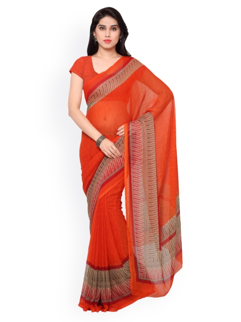 

Vaamsi Orange Chiffon Printed Saree