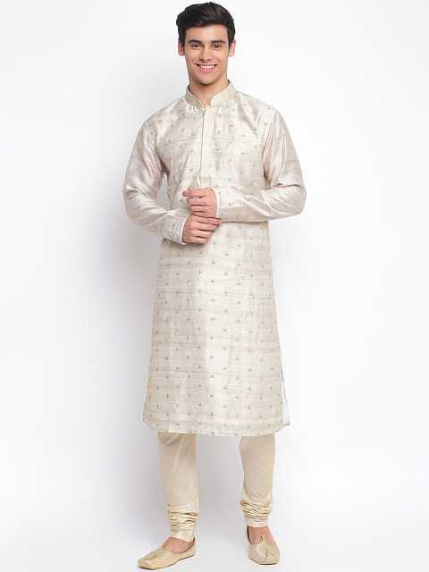 

Sanwara Men Beige Ethnic Motifs Regular Kurta with Churidar