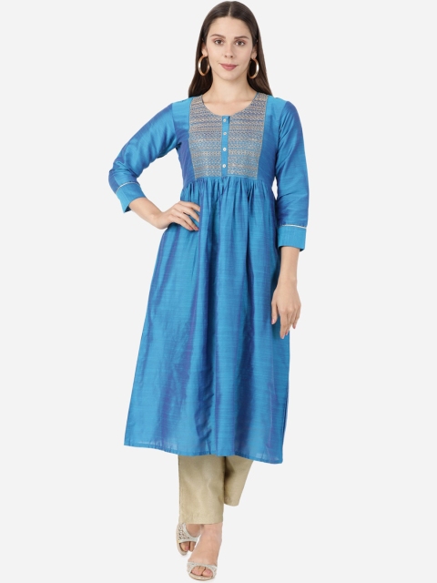 

GOLDSTROMS Women Blue Embroidered Kurta