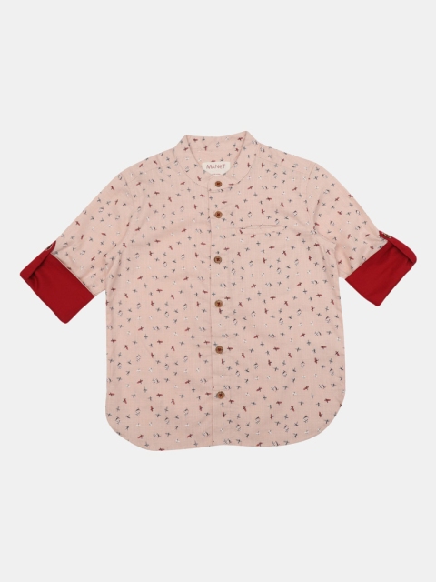 

MANET Boys Peach-Coloured Abstract Printed Casual Shirt