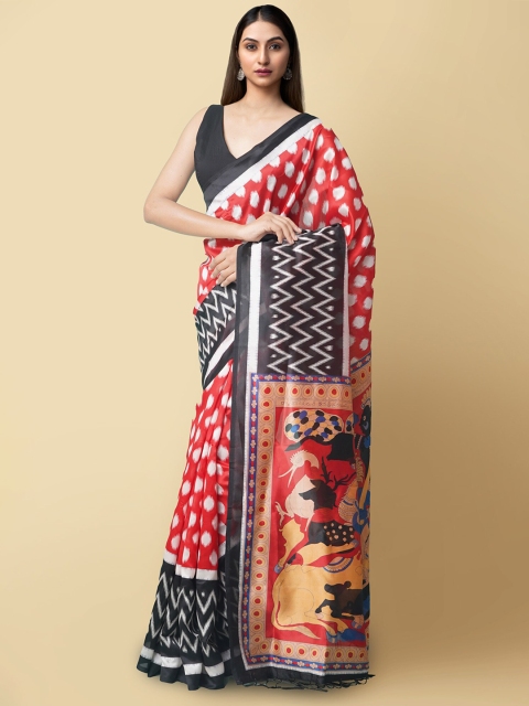 

Unnati Silks Red & Black Art Silk Patola Saree