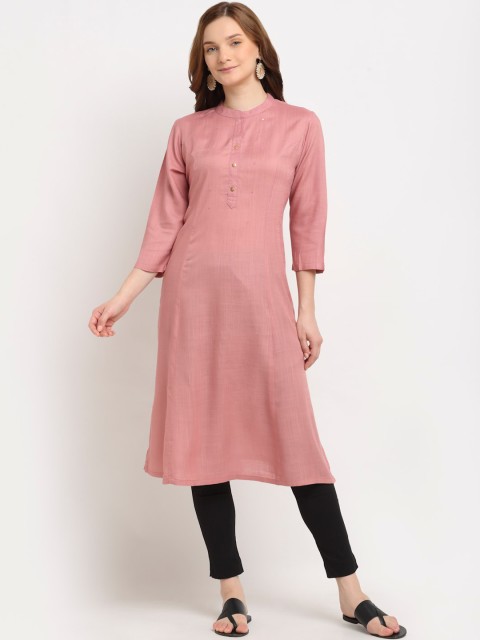 

Aujjessa Women Pink A-Line Pocket Kurta